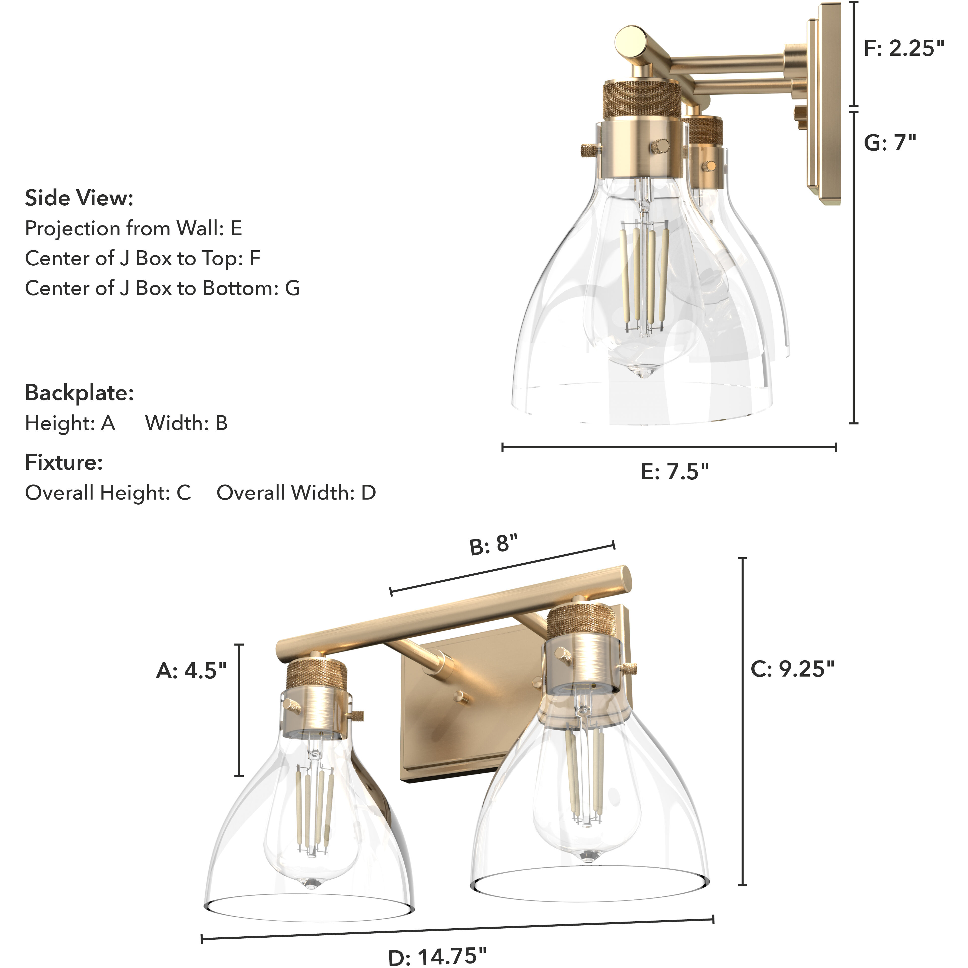 Van Nuys 2 Light 14.75 inch Alturas Gold Vanity Light Wall Light