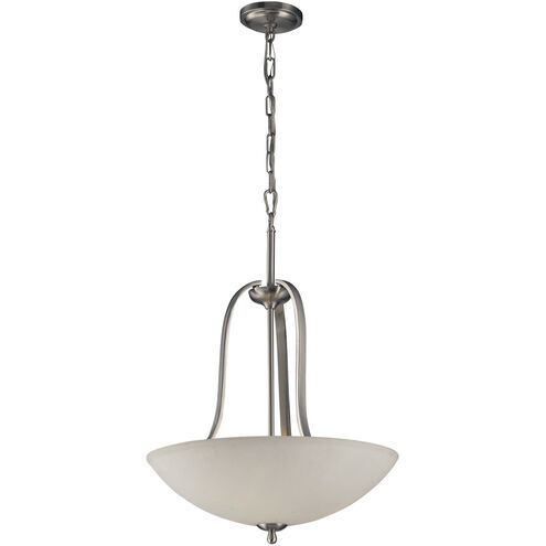 Mayfield 3 Light 19 inch Brushed Nickel with White Pendant Ceiling Light