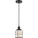 Bell Cage 1 Light 6 inch Matte Black Mini Pendant Ceiling Light in Matte White Glass