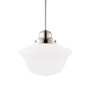 Edison 1 Light 12 inch Polished Nickel Pendant Ceiling Light in Opal Glass, 1612