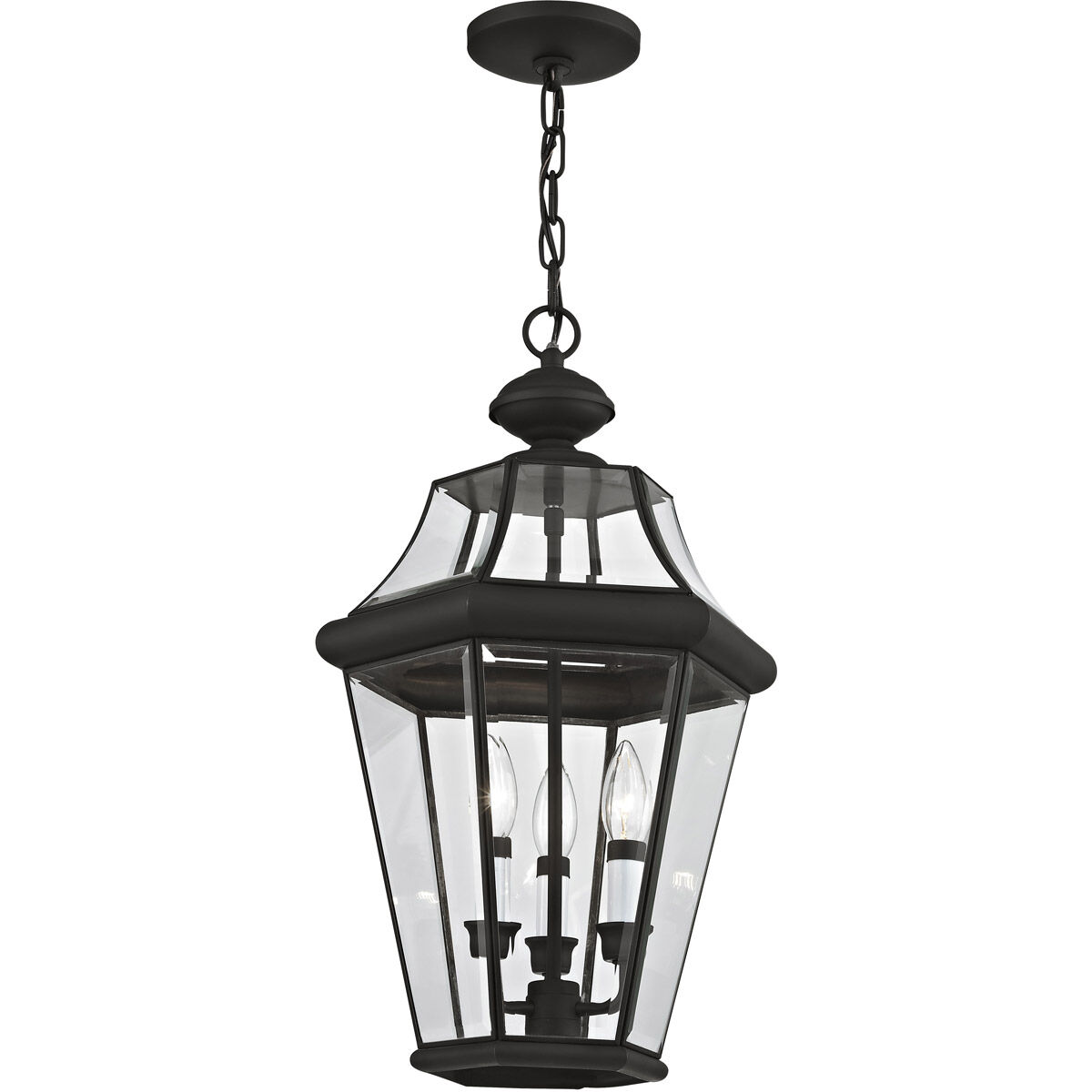 Georgetown 3 Light 13 inch Black Outdoor Pendant Lantern