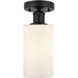 Edison Clymer 1 Light 4 inch Matte Black Semi-Flush Mount Ceiling Light in Matte White Glass