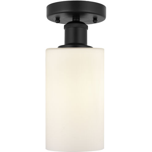 Edison Clymer 1 Light 4 inch Matte Black Semi-Flush Mount Ceiling Light in Matte White Glass
