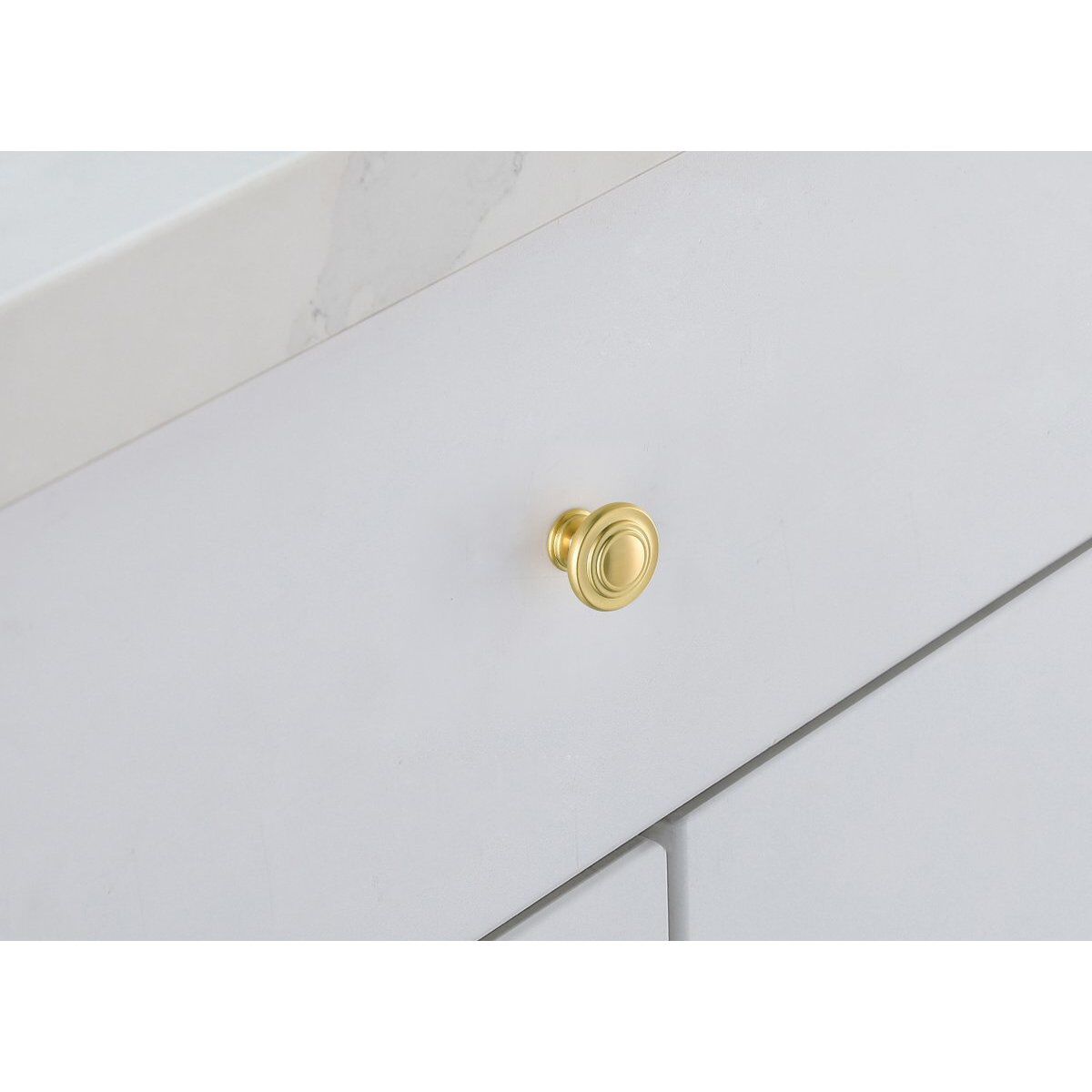Minu Brushed Gold Hardware Cabinet Knob in Burnished Brass, Set of 10