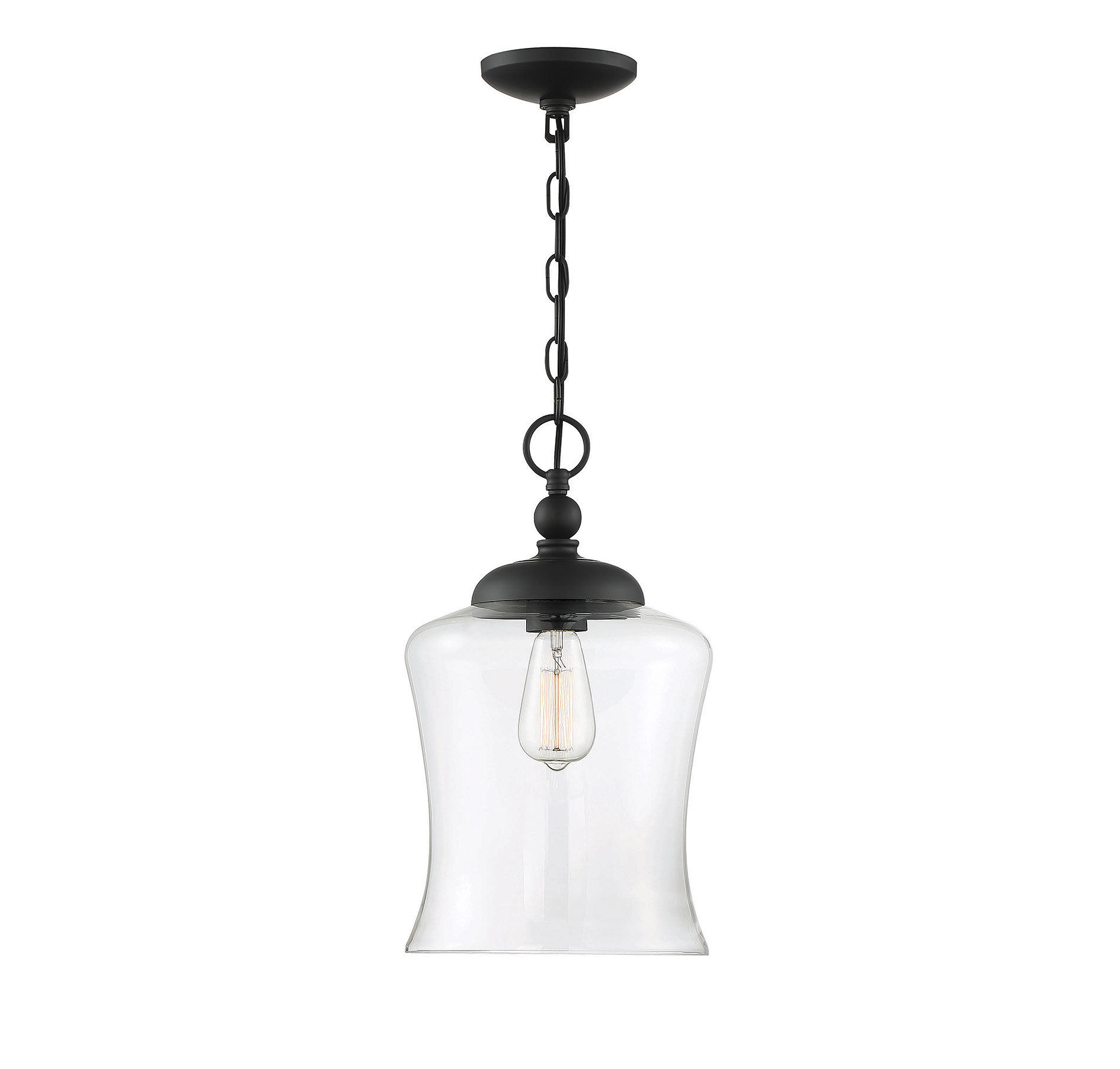 Modern 1 Light 9.75 inch Matte Black Pendant Ceiling Light