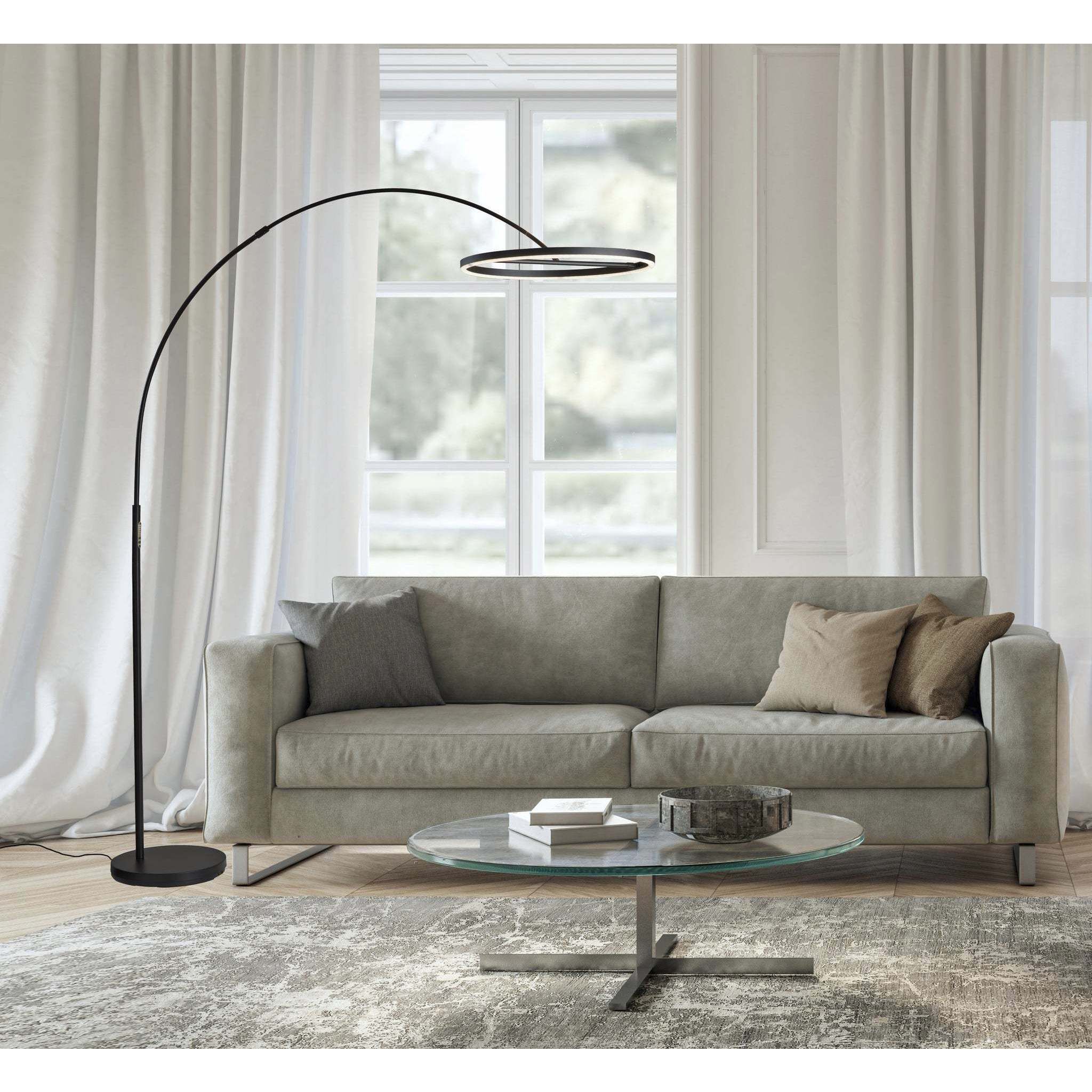 Falcon 81.5 inch 28.00 watt Black Arc Floor Lamp Portable Light, with Smart Switch