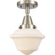 Franklin Restoration Small Oxford LED 7.5 inch Brushed Satin Nickel Flush Mount Ceiling Light in Matte White Glass