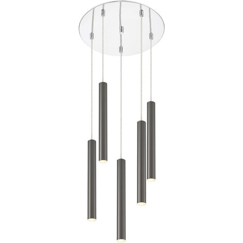 Forest LED 13.5 inch Chrome Chandelier Ceiling Light in Pearl Black Steel, 14