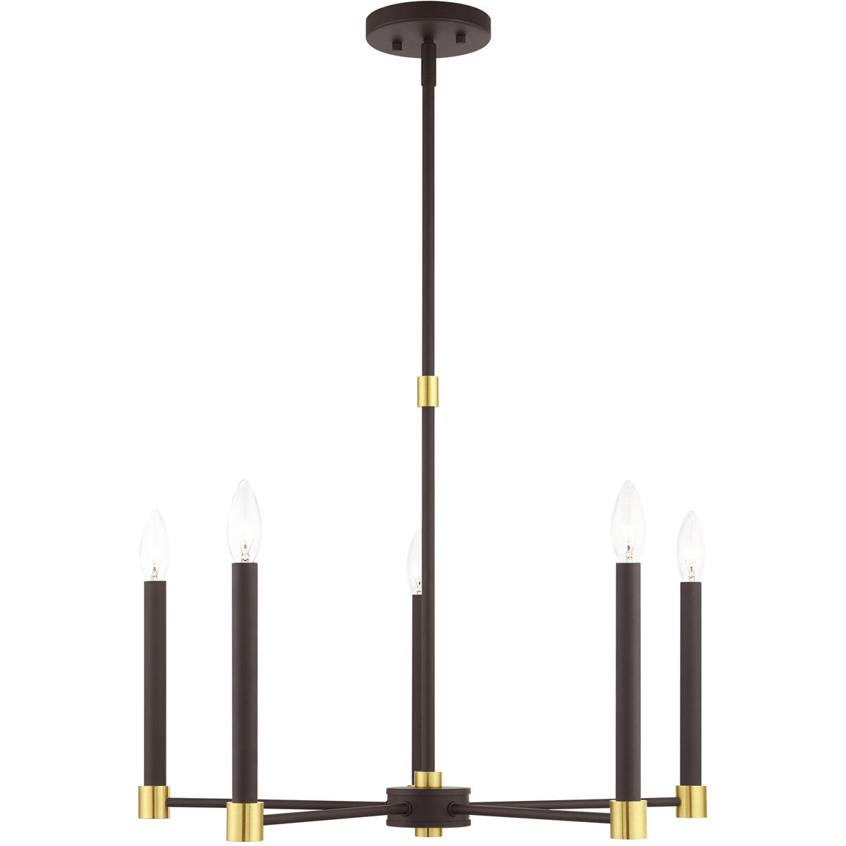 Karlstad 5 Light 24 inch Bronze with Satin Brass Accents Chandelier Ceiling Light