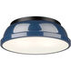 Duncan 2 Light 14 inch Matte Black Flush Mount Ceiling Light in Matte Navy