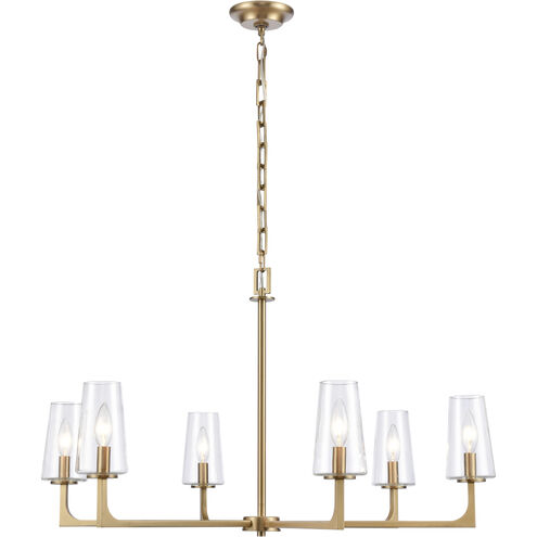Fitzroy 6 Light 34 inch Lacquered Brass Chandelier Ceiling Light