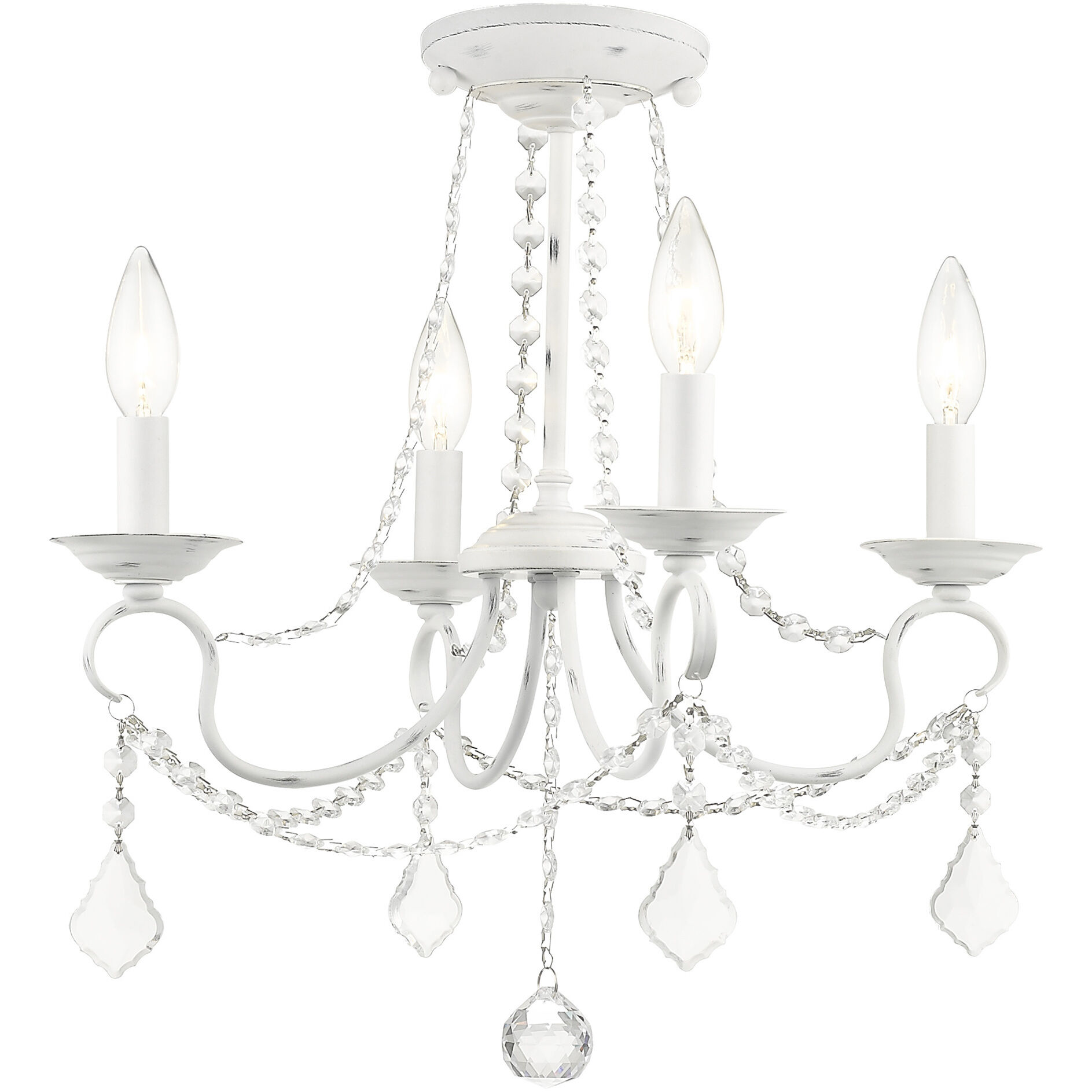 Pennington 4 Light 18 inch Antique White Convertible Mini Chandelier/Ceiling Mount Ceiling Light