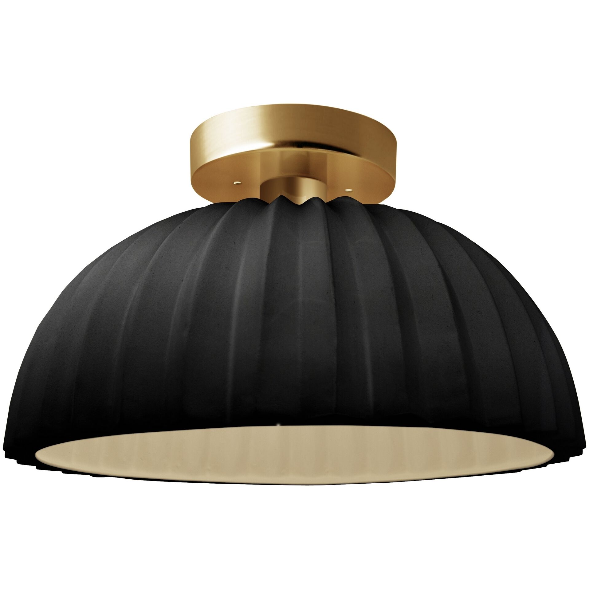 Radiance Collection - Pleated Dome Semi-Flush Ceiling Light in Brushed Brass, Dedicated LED, Gloss Black/Matte White, Form+Finish+Function