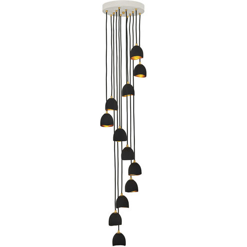 Lisa McDennon Nula 12 Light 18.5 inch Shell Black with Gold Leaf Indoor Chandelier Ceiling Light