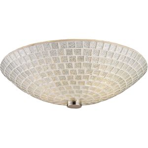 Fusion 2 Light 12 inch Satin Nickel Semi Flush Mount Ceiling Light in Silver Mosaic Glass