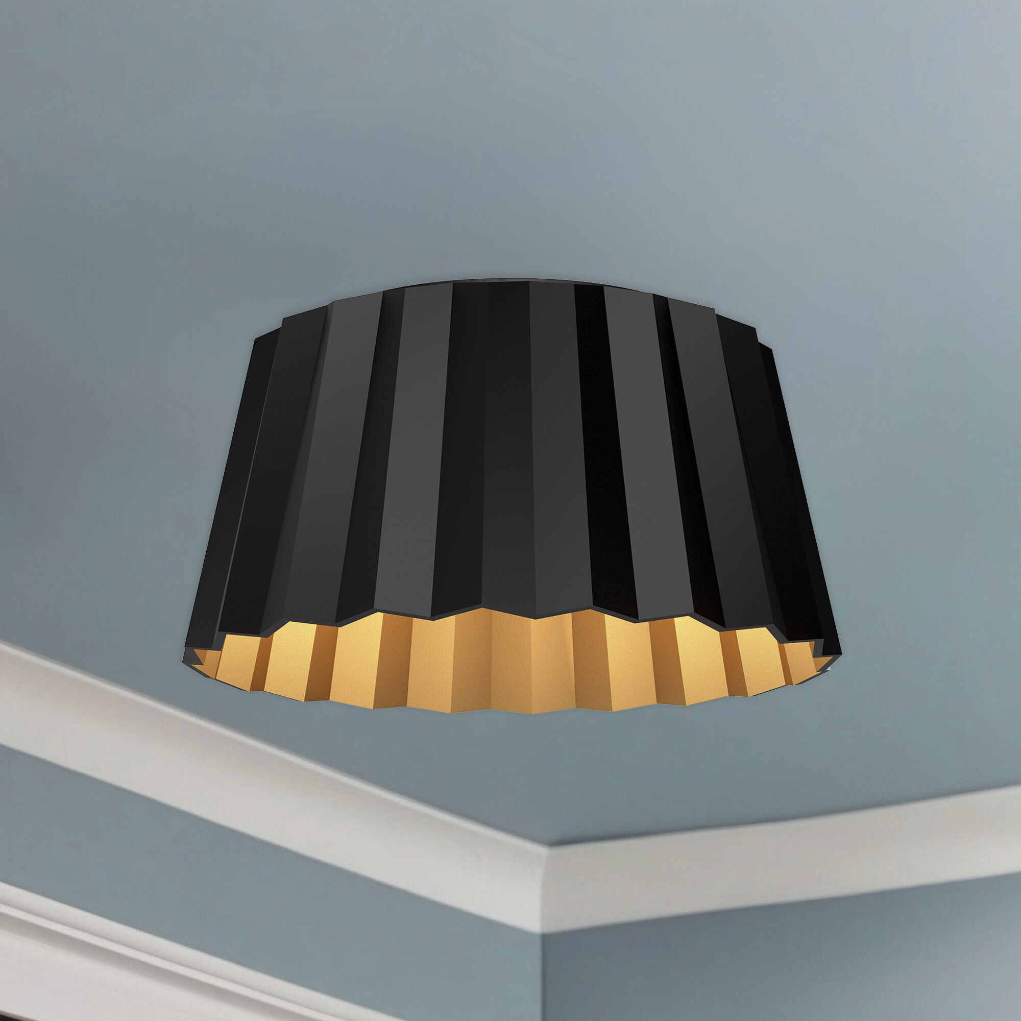 Alora Mood Plisse 2 Light 14.13 inch Matte Black Flush Mount Ceiling Light