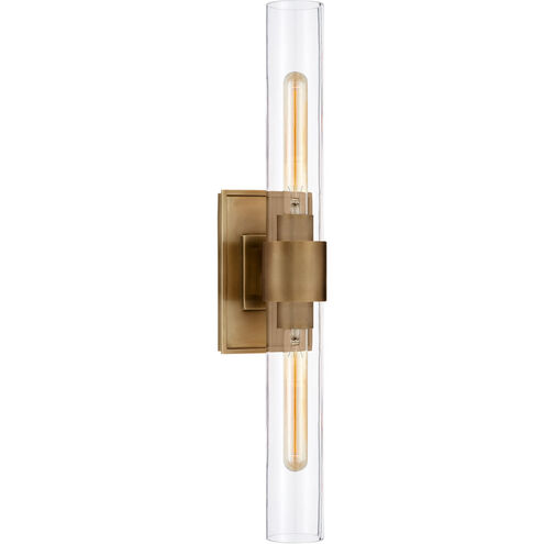 Ian K. Fowler Presidio 2 Light 4.75 inch Hand-Rubbed Antique Brass Double Bath Sconce Wall Light in Clear Glass, Petite