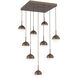 Cabochon LED Burnished Bronze Pendant Chandelier Ceiling Light in 2700K LED, Opal White