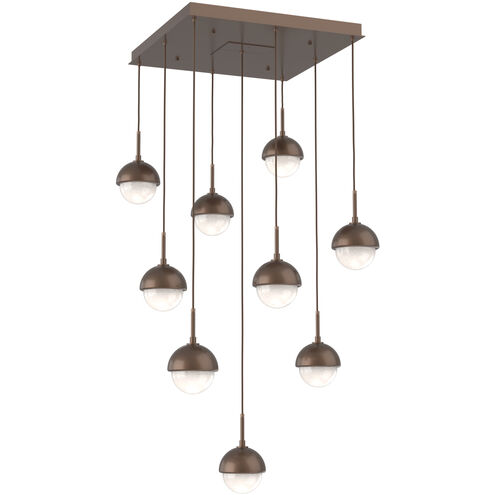 Cabochon LED Burnished Bronze Pendant Chandelier Ceiling Light in 2700K LED, Opal White