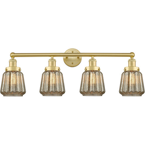 Chatham 4 Light 33.5 inch Satin Gold Bath Vanity Light Wall Light in Mercury Glass