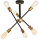 Axel 6 Light 17 inch Black and Brass Semi Flush Mount Ceiling Light