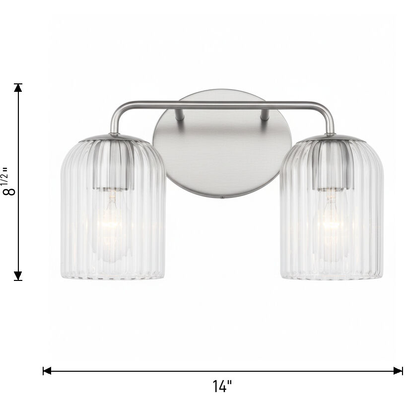 Eisele 2 Light 14 inch Satin Brass Vanity Light Wall Light, Small