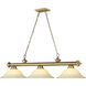 Cordon 3 Light 58 inch Rubbed Brass Billiard Ceiling Light in Golden Mottle Glass