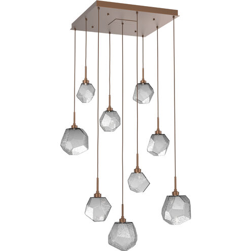 Gem LED 30.1 inch Burnished Bronze Chandelier Ceiling Light in 3000K LED, Smoke, Square Multi-Port