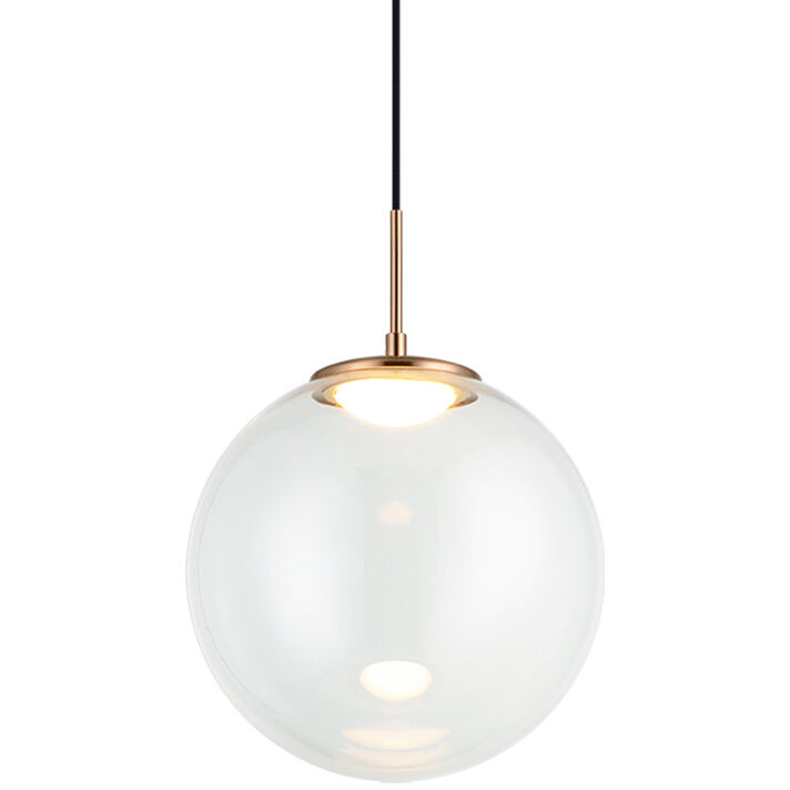 Boble LED 11.88 inch Aged Gold Brass Pendant Ceiling Light in Aged Gold Brass and Clear