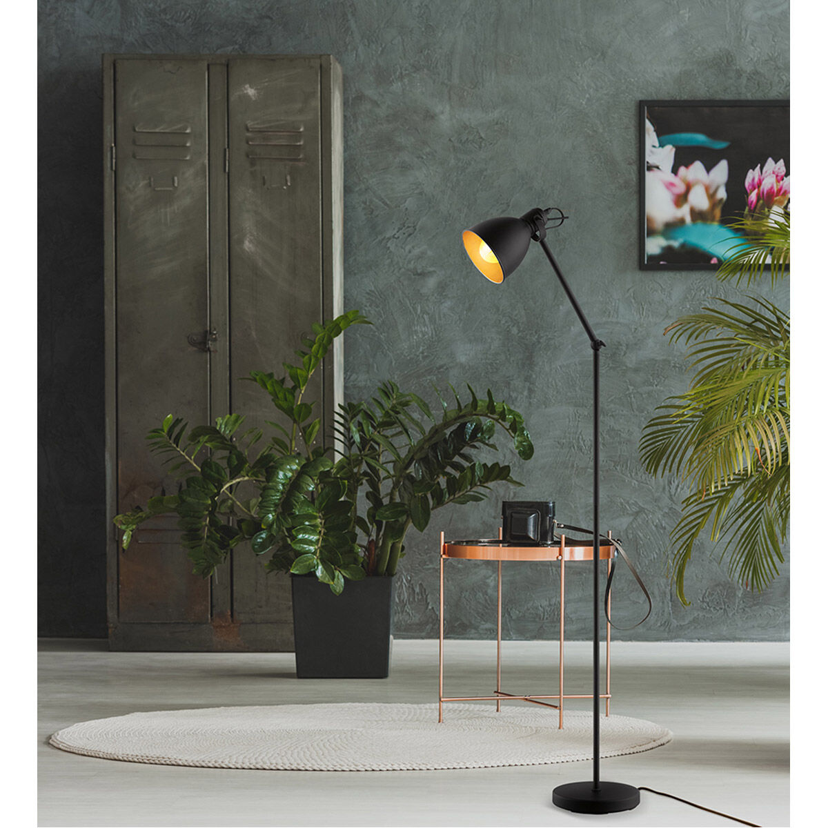 Priddy 2 54 inch 60.00 watt Black Floor Lamp Portable Light