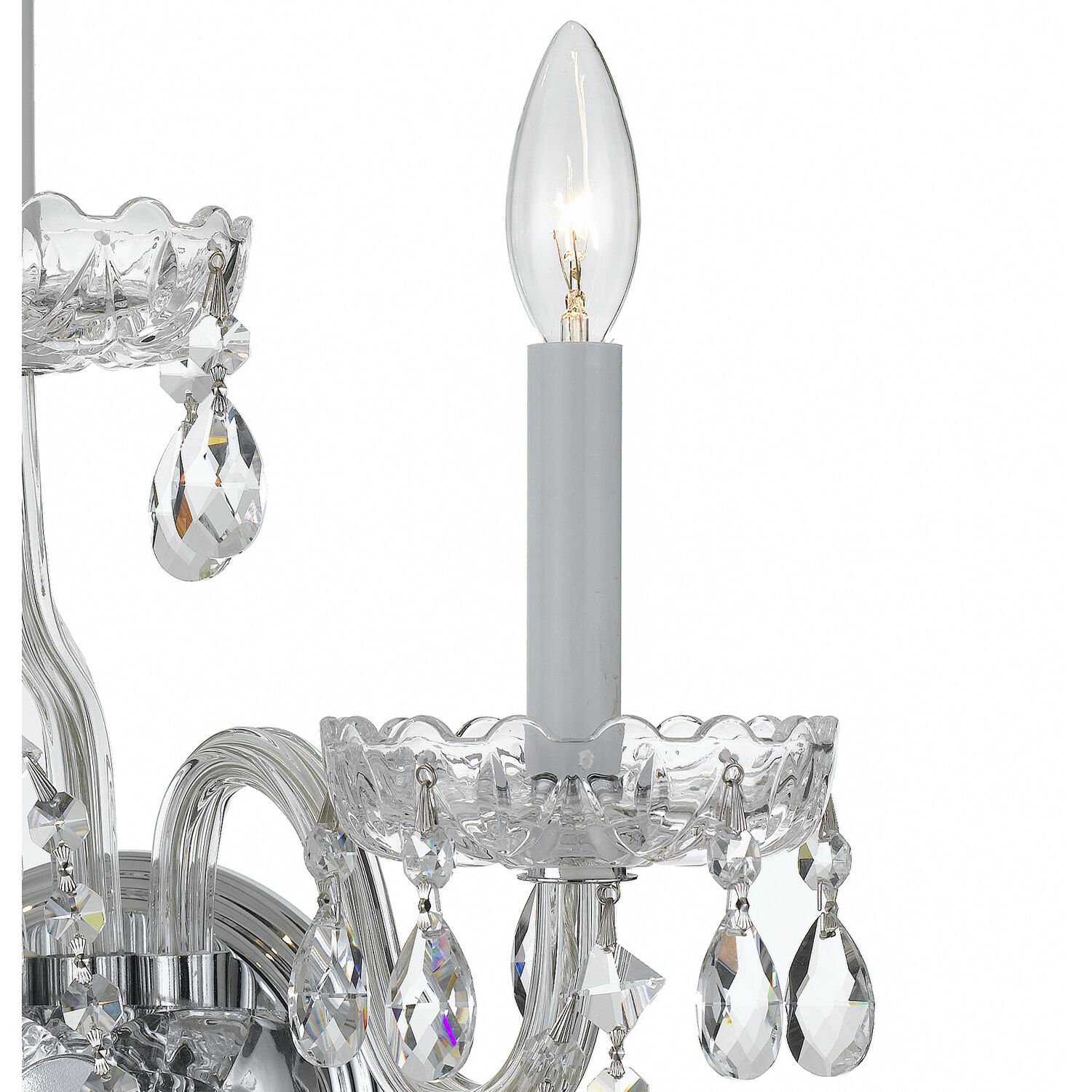 Traditional Crystal Sconce Wall Light in Clear Hand Cut, Polished Chrome