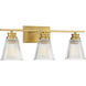 Transitional 3 Light 24 inch Natural Brass Vanity Light Wall Light