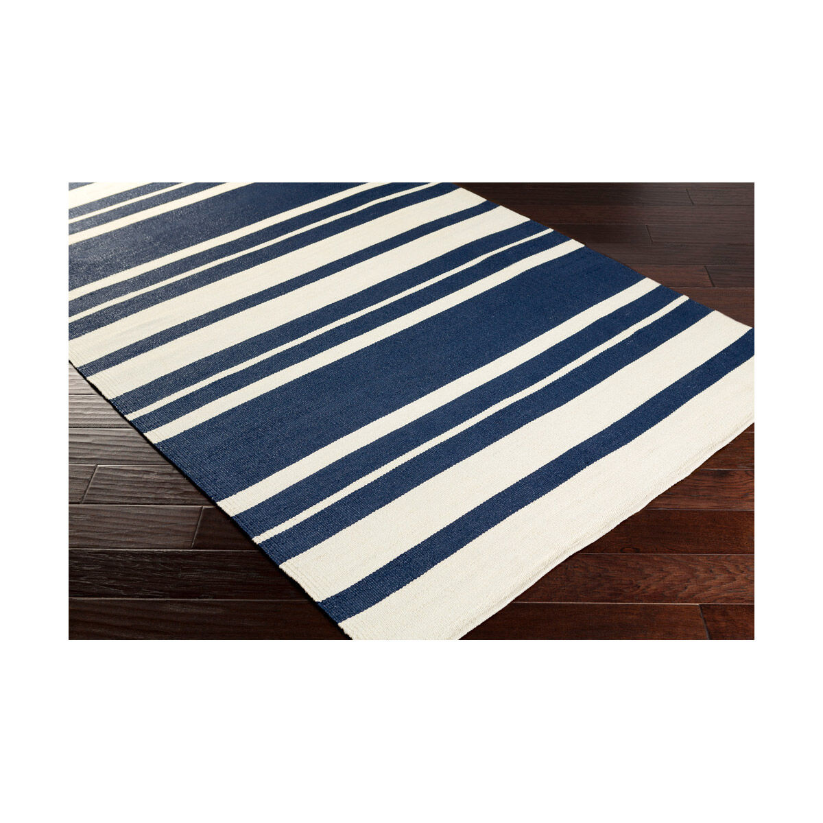 Picnic 132 X 96 inch Navy/Cream Handmade Rug, PVC