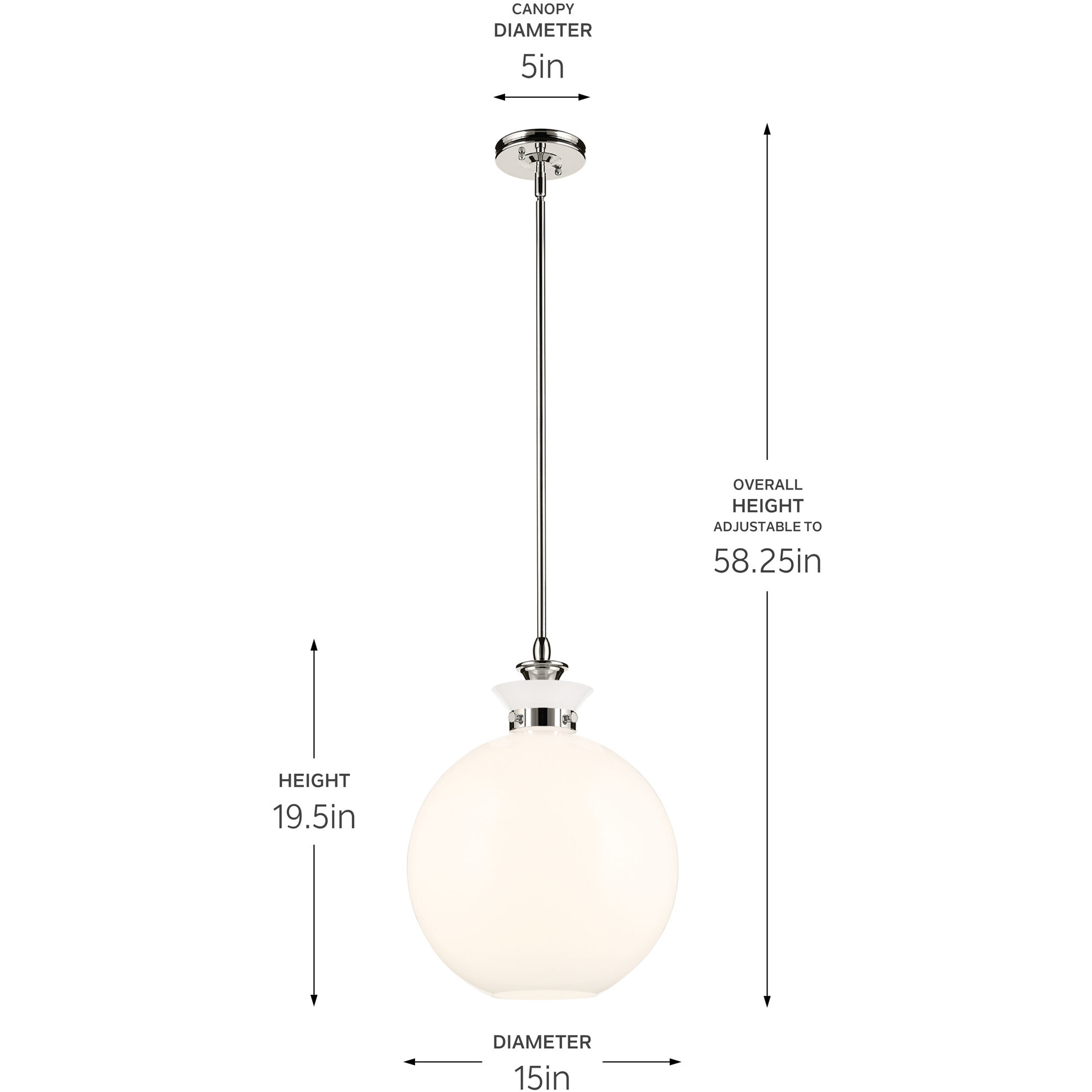 Laria 1 Light Polished Nickel Pendant Ceiling Light in Opal
