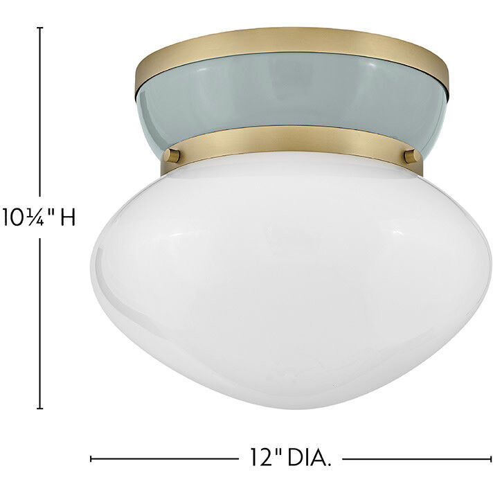 Lucy 1 Light 12 inch Lacquered Brass with Seafoam Flush Mount Ceiling Light