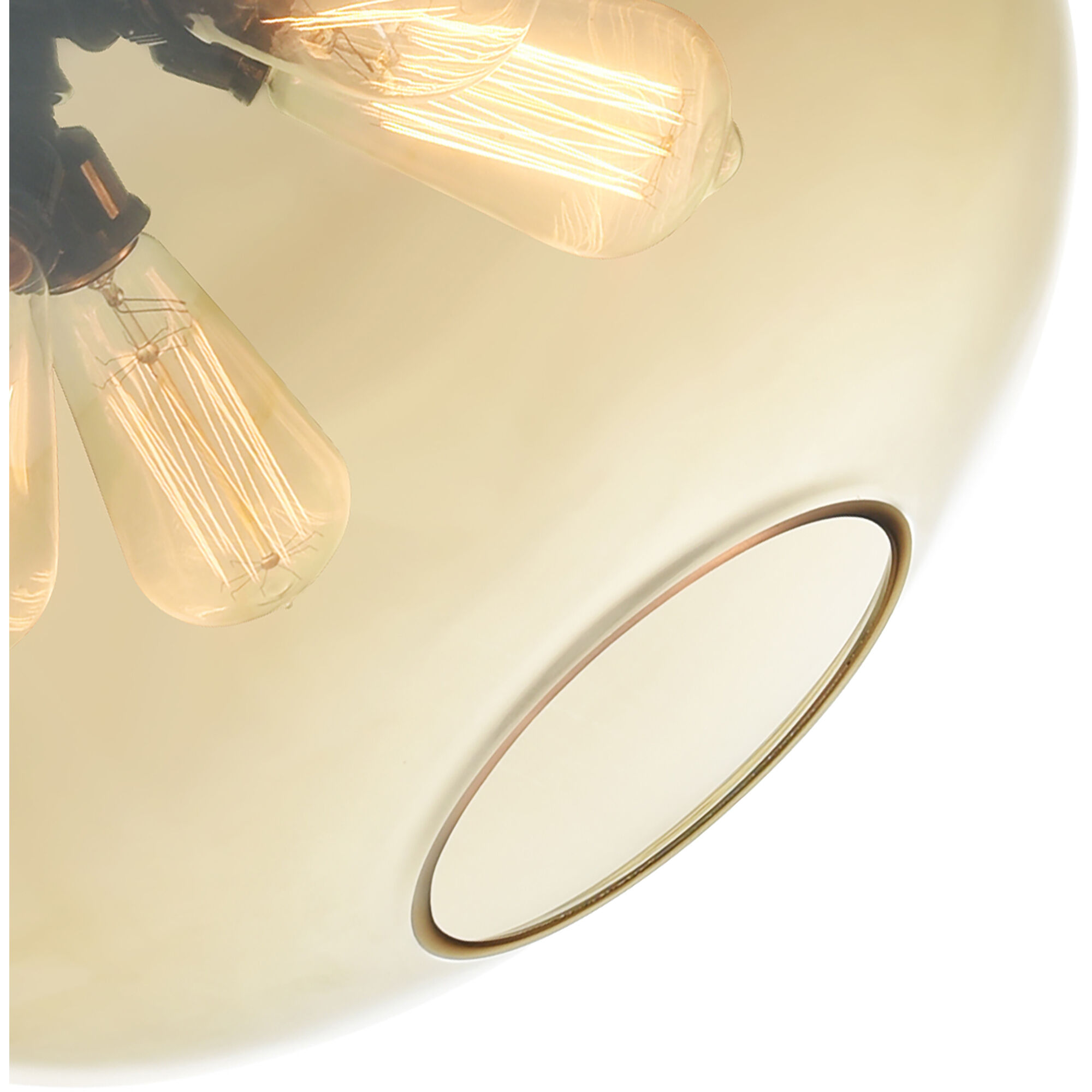 Glass 4 Light 16 inch Black Down Pendant Ceiling Light in Amber