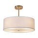 Textile LED 18 inch Brushed Brass Pendant Ceiling Light