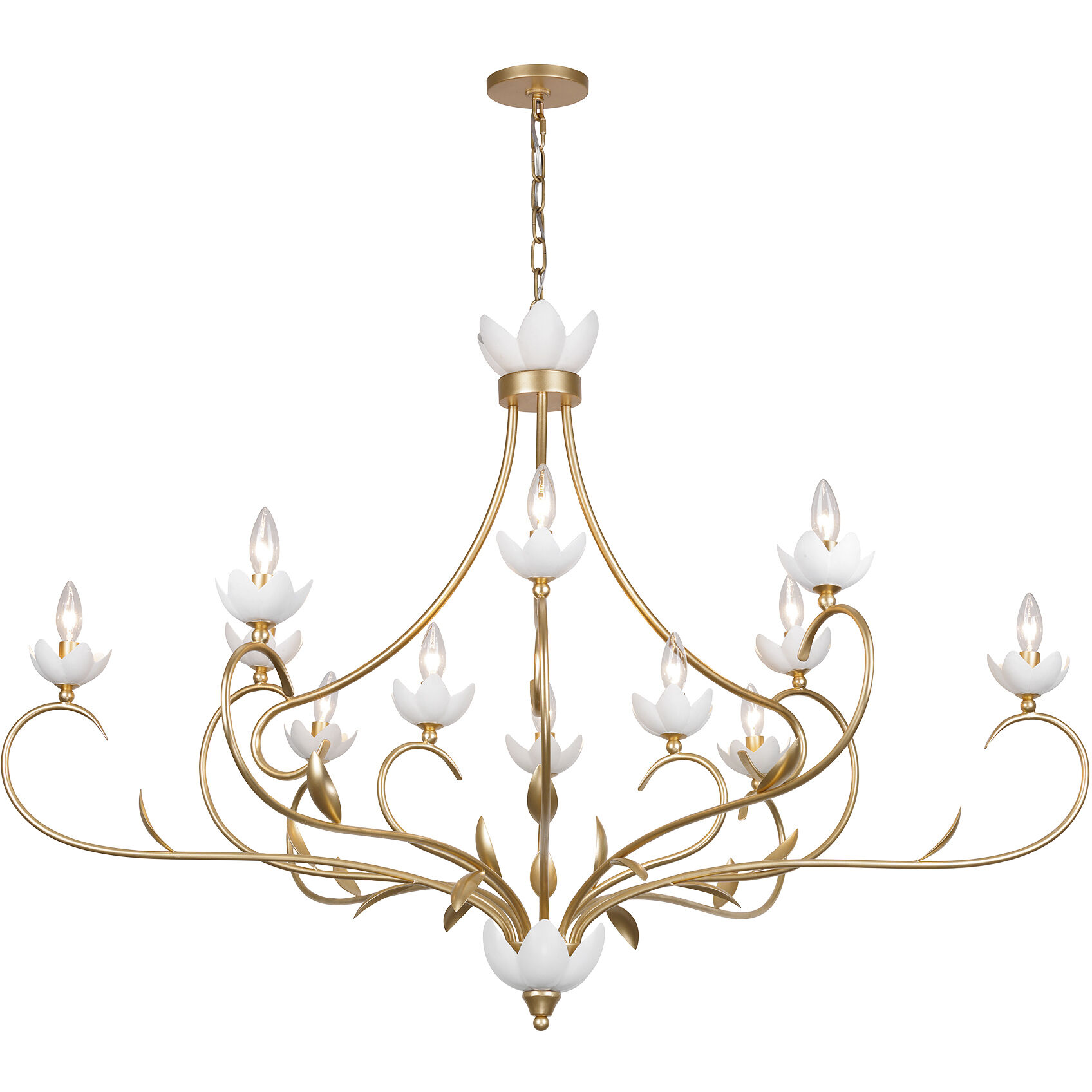 Muse 12 Light 52.5 inch French Gold and White Cashmere Chandelier Ceiling Light