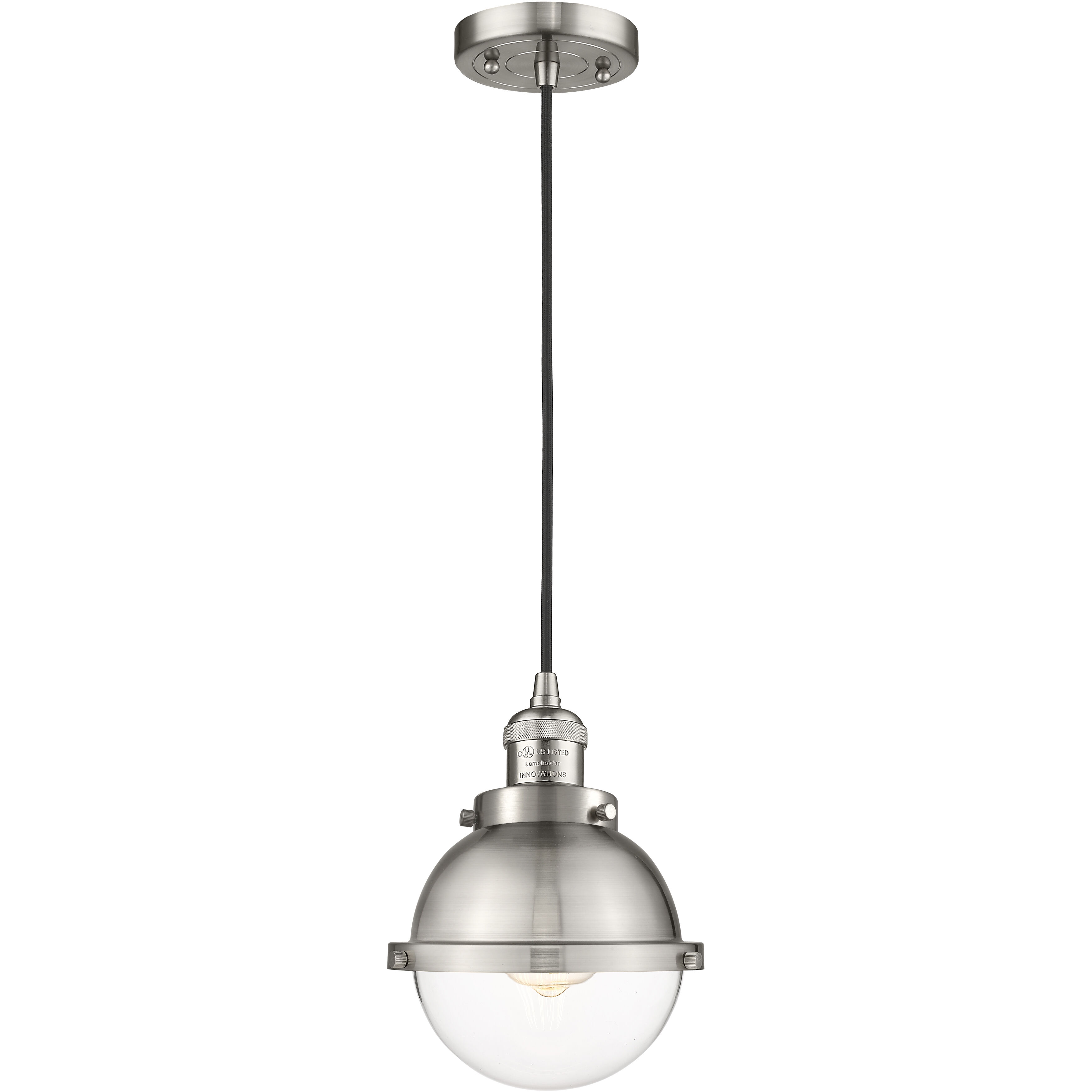 Franklin Restoration Hampden LED 7.25 inch Brushed Satin Nickel Mini Pendant Ceiling Light in Clear Glass