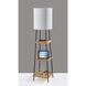 Henry 63 inch 150.00 watt Black / Natural Wood Shelf Floor Lamp Portable Light, AdessoCharge