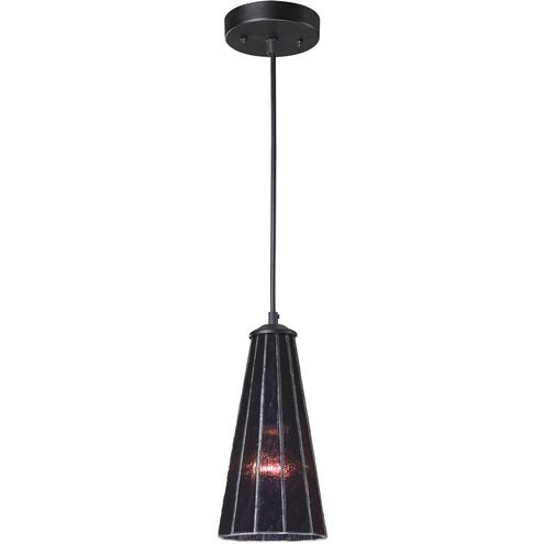 Lumino 1 Light 5 inch Matte Black with Purple Mini Pendant Ceiling Light in Translucent Purple