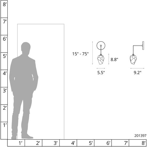 Chrysalis 1 Light 5.5 inch Oil Rubbed Bronze Sconce Wall Light in Black Crystal, Small