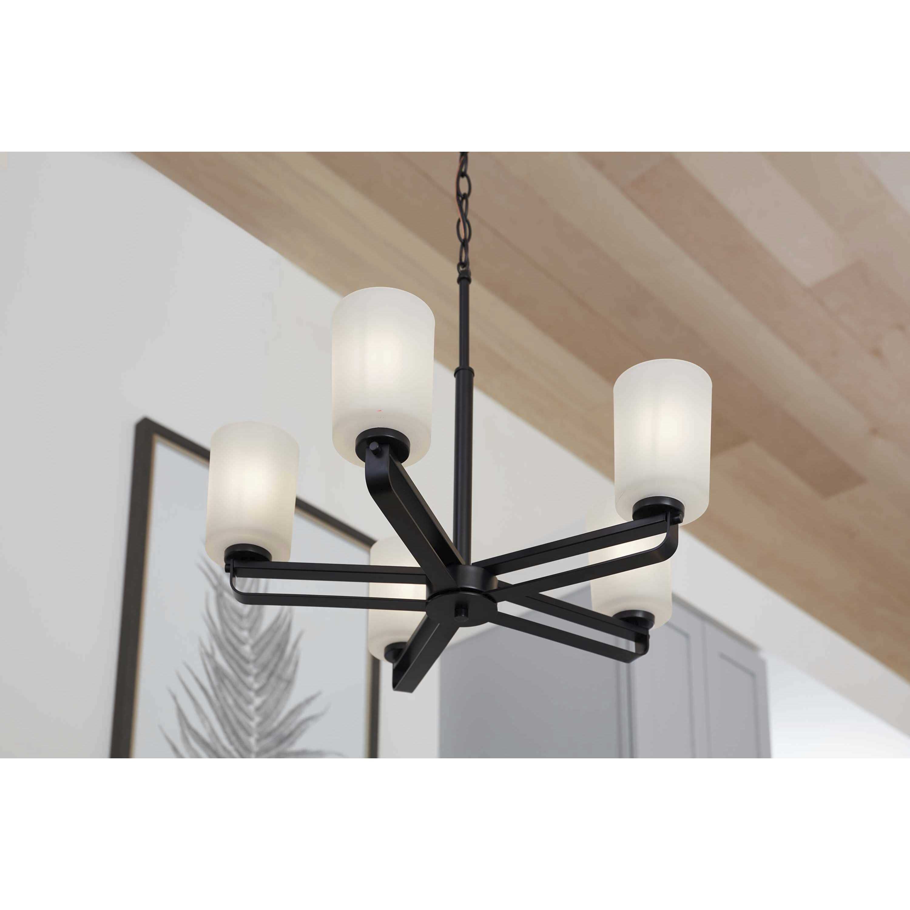 League 5 Light 24 inch Matte Black Chandelier Ceiling Light
