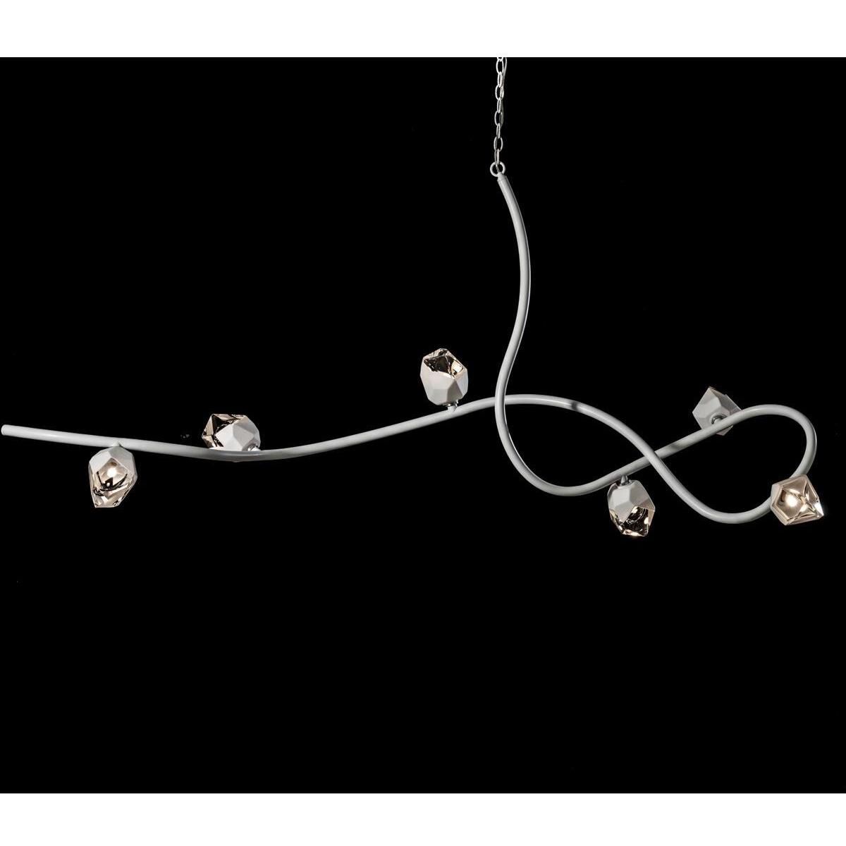 Glacier 6 Light 69.2 inch White Pendant Ceiling Light in White Crystal, XL