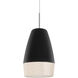 Abu 1 Light Satin Nickel Pendant Ceiling Light in Black/Glitter Glass