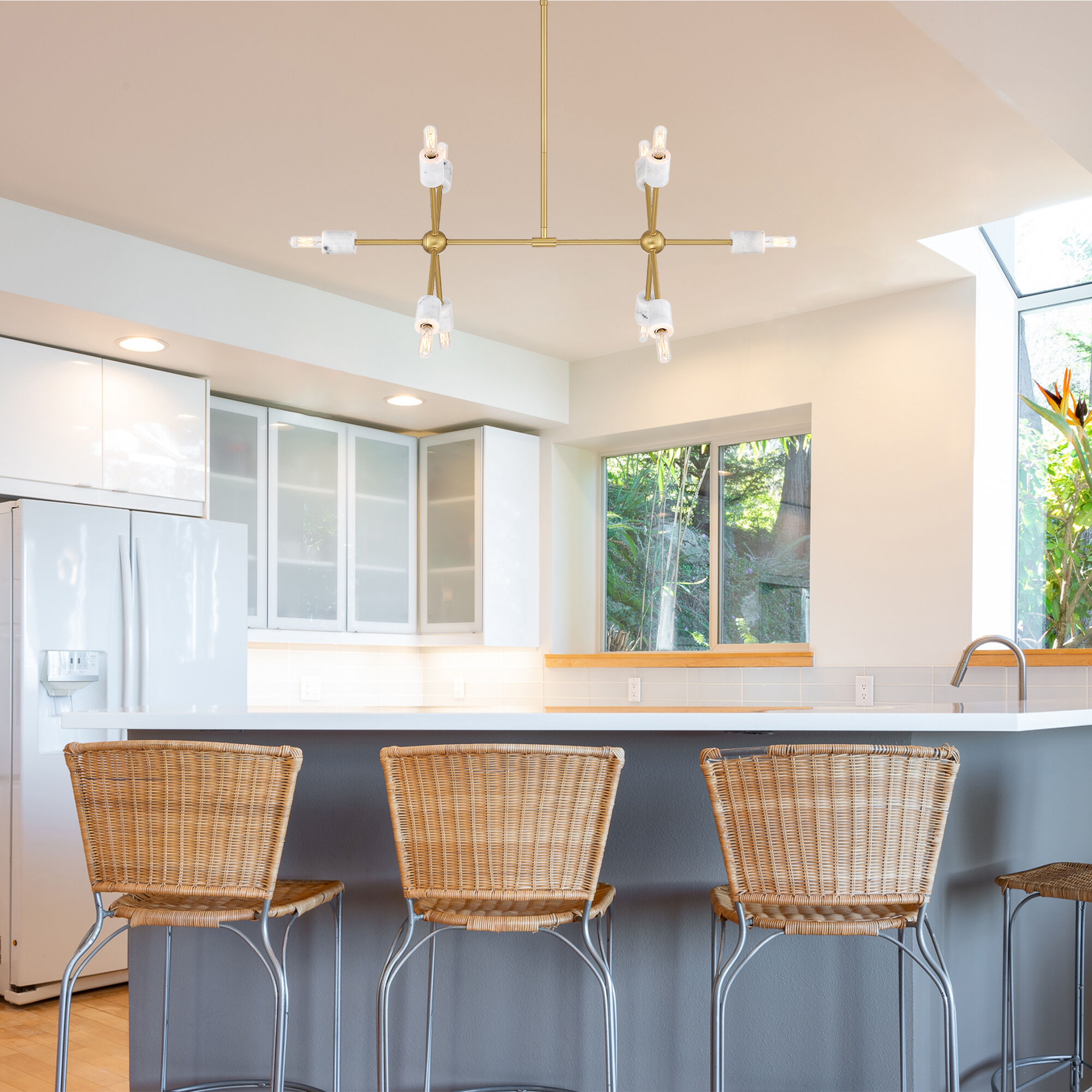 Star Dust 10 Light 34.75 inch Brushed Gold Island Pendant Ceiling Light