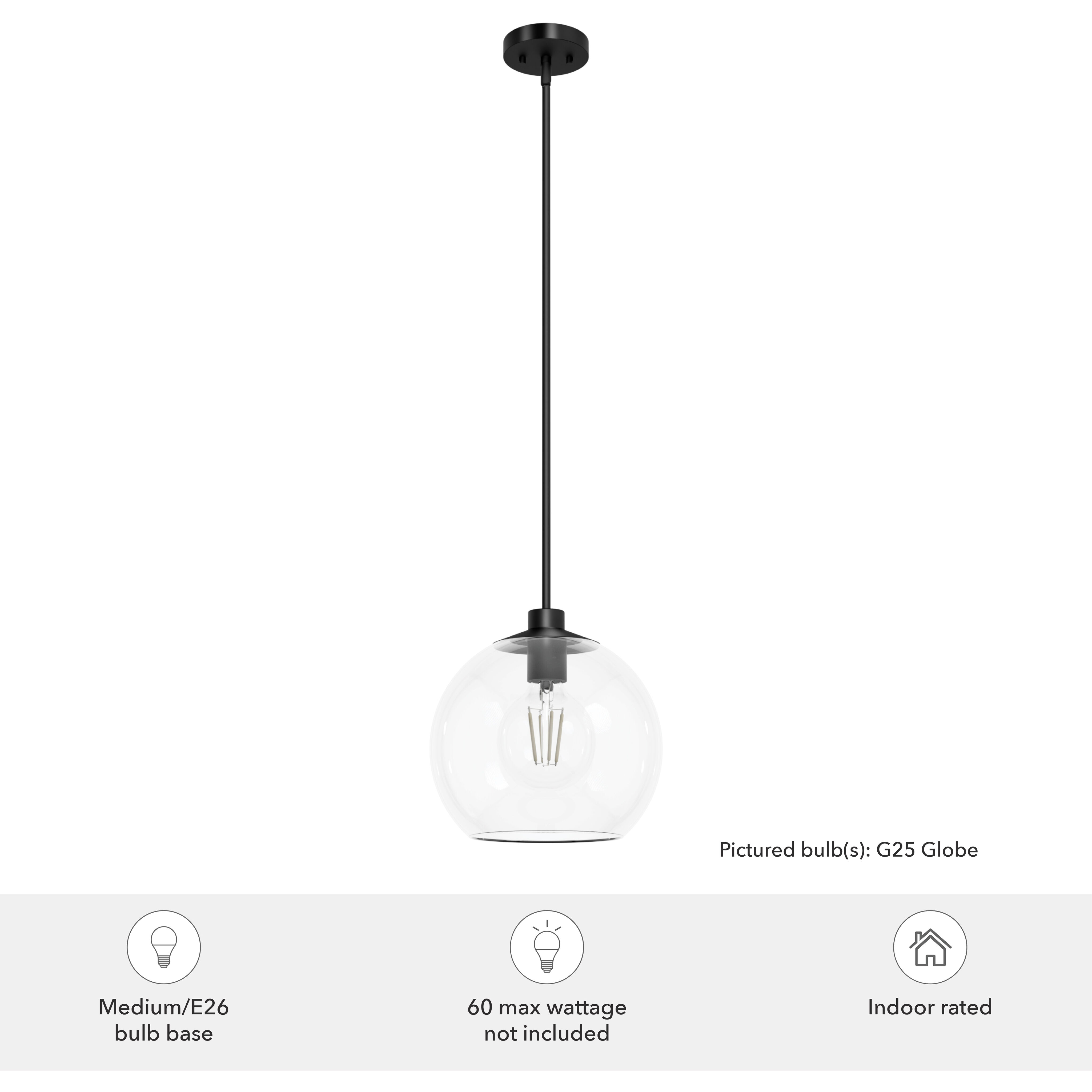 Xidane 1 Light 12 inch Matte Black Pendant Ceiling Light