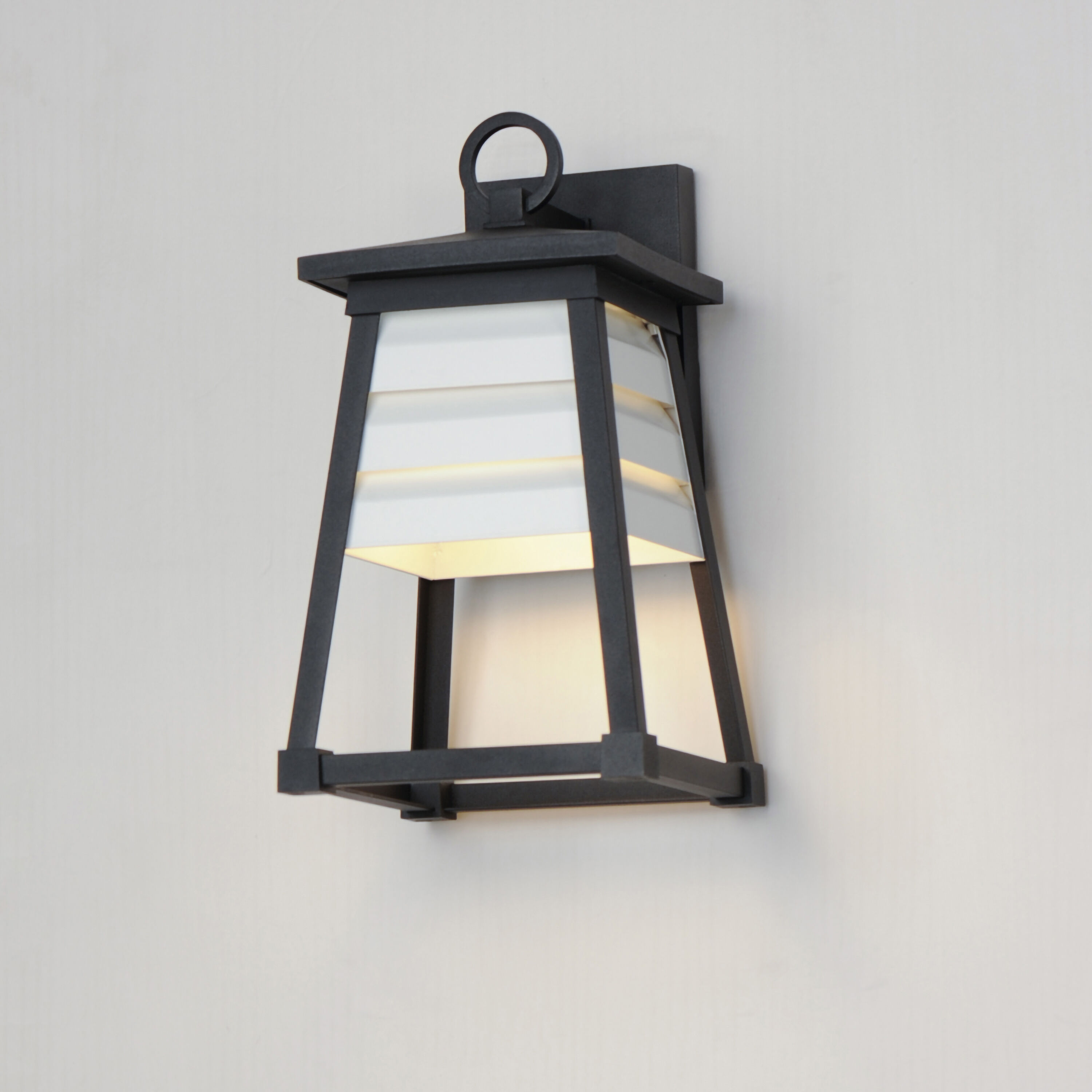 Shutters 1 Light 14 inch Black Outdoor Wall Mount in White