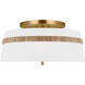 AH by Alexa Hampton Cordtlandt 3 Light 19 inch Burnished Brass with Rattan Semi-Flush Mount Ceiling Light