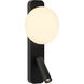 Zeppo 4.33 inch Matte Black Interior Combination Reader Wall Light